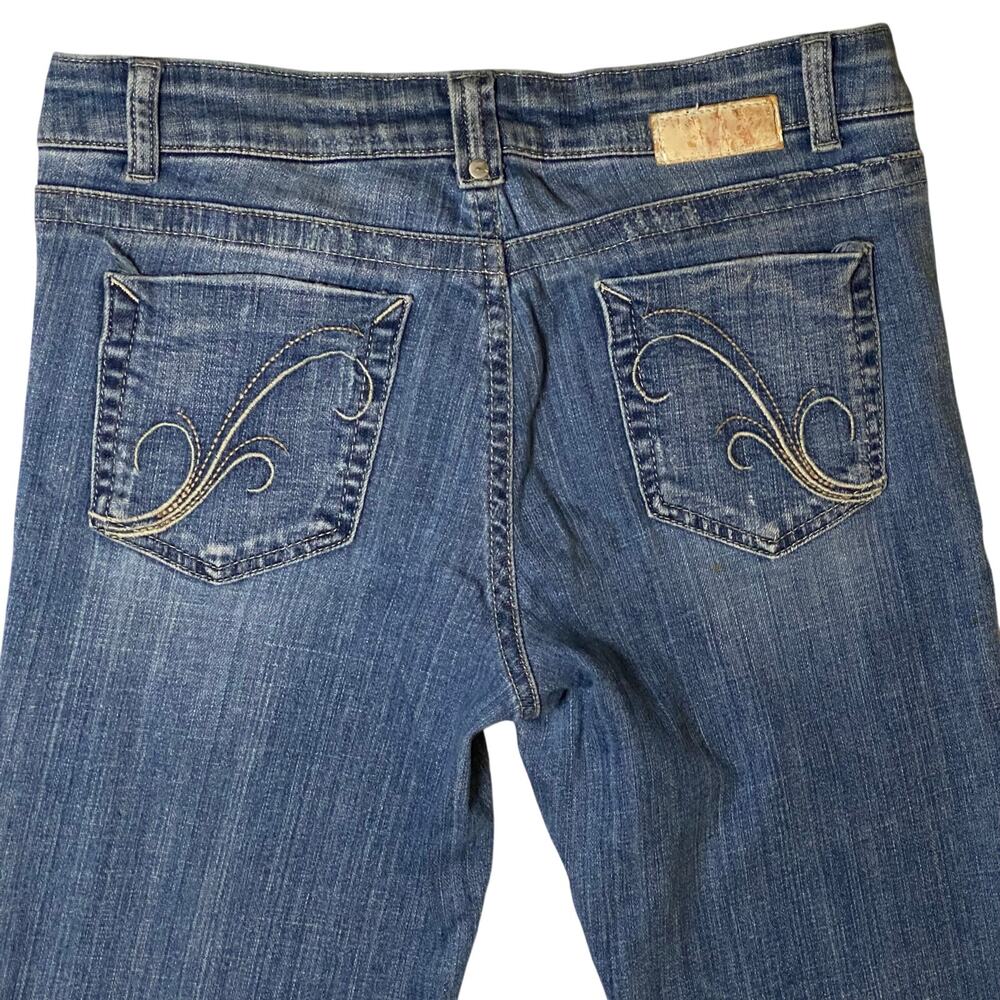 Y2K LowRise Flare Leg Embroidered Detailed Pocket Vtg 2000s Denim Light Wash - Picture 7 of 10
